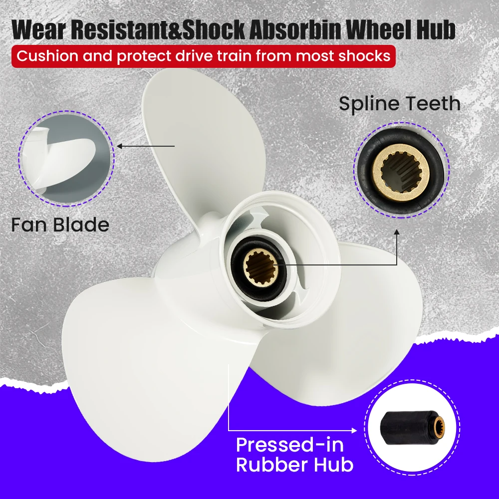Outboard Propeller For Yamaha 25hp 30hp 40hp 48hp 50hp 60hp 11 3/8x12 Aluminum 663-45952-02-EL Motor Engine 3 Blade 13 Spline