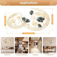 Wall Mount Modern Decoration Metal Creative Golden 3d Iron Hanging Gingko Leaves Wall Art Decoration For Living Room Bedrooms