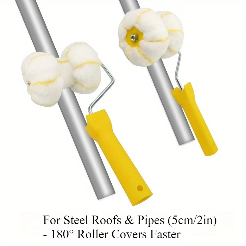 Multifunctional Color Steel Tile Paint Roller Brush, 180° Wrap Roller for Round/Square Pipe, Efficient Painting Tool