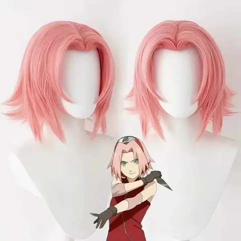HAIRJOY Synthetic Hair Wig Haruno Sakura Cosplay Wig pink Cosplay Wig Rose Net