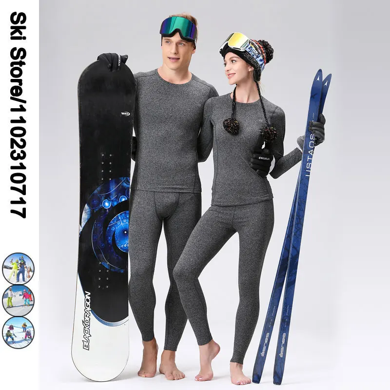 Skiing Thermal Underwear Suit Women Winter Ski Sportswear Ski Warm T-shirt Men Snowboarding Thermal Underwear Set SK072