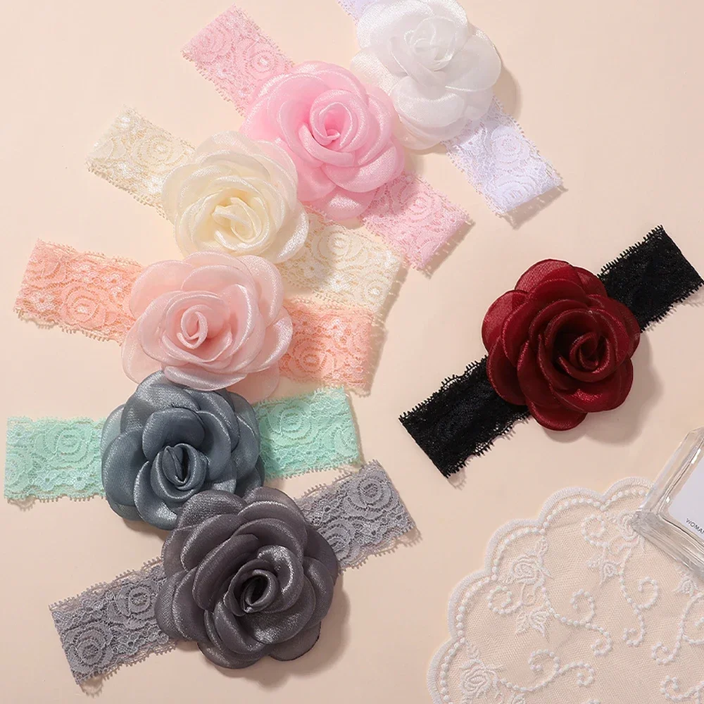 1Pc Baby Nylon Headscarf Astique Suitable Newborn Girl Flower Handmade Headband Elastic Hairband Turban Toddler Hair Accessories