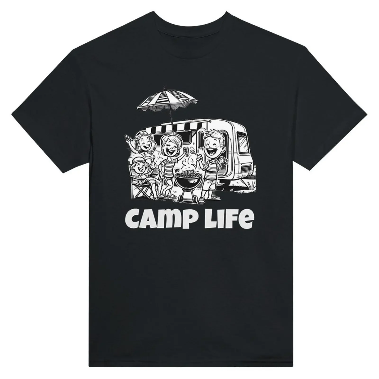 Funny Camp Life T Shirt Camping BBQ Caravan Outdoor Adventure  vintage Washed Casual homme Versatile Slightly Comfortable