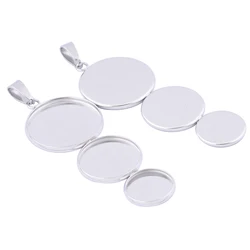 10pcs Stainless Steel Connecting Cabochon Pendant Base Setting Trays 12mm 16mm 20mm Bezel Blanks For Jewelry Making Supplies