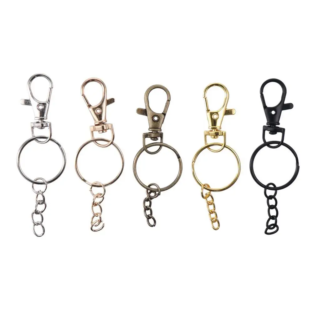 

Alloy Key Chain Clip 7 Color Mix Color Hooks Swivel Lanyard 32mm Snap Hook with Key Rings Jewelry Accessories