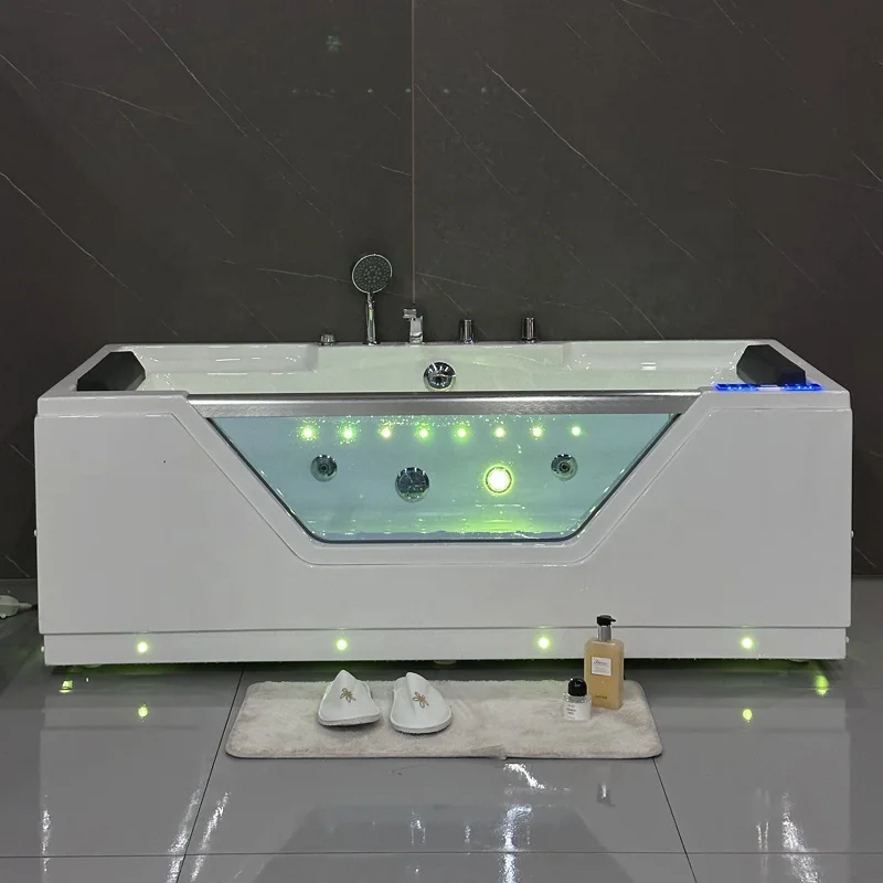 2 Persons Deluxe Best Massage System Acrylic Hot Tub Indoor SPA Jacuzzier Rectangle Waterfall Bathtub