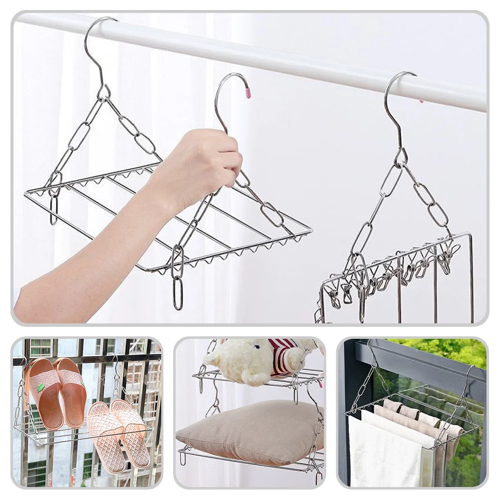 شرفة الفولاذ المقاوم للصدأ تجفيف الرف قوي مقاومة للتآكل متعددة الوظائف رف الأحذية توفير المساحة خزانة منظم الغسيل