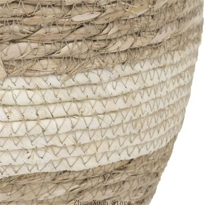 3 Stück neutrale farbblockierte Blumentopfkörbe, abgestufte Naturfaserabdeckungen 3XUF – Detail 5