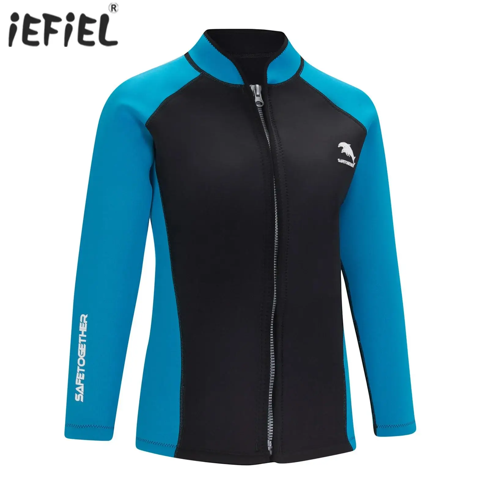 Combinaison de plongée en néoprène pour femmes, 2mm, col montant, fermeture éclair manches longues, bloc de couleur, veste thermique pour la natation, la plongée en apnée et la plongée