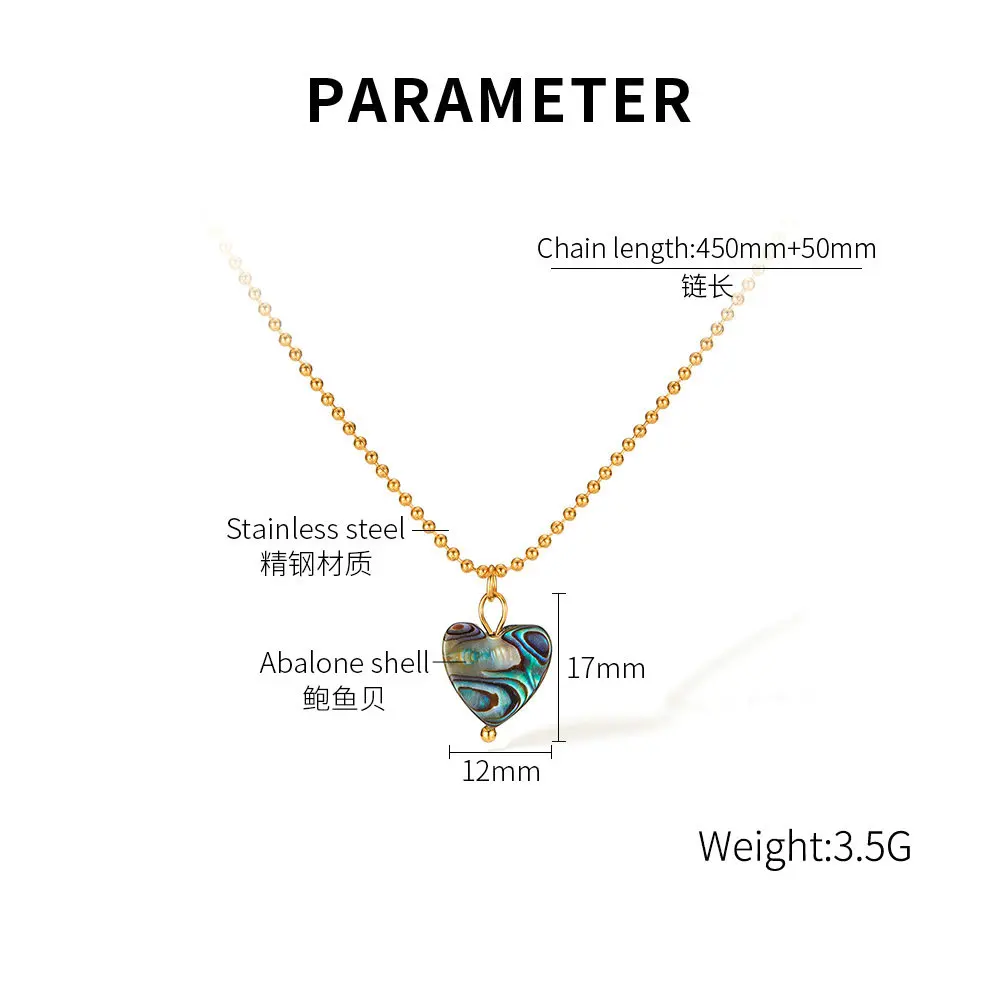 Aço inoxidável Amor Colar para Senhoras, Clavícula Cadeia, Moda Design Feel, Natural abalone Shell