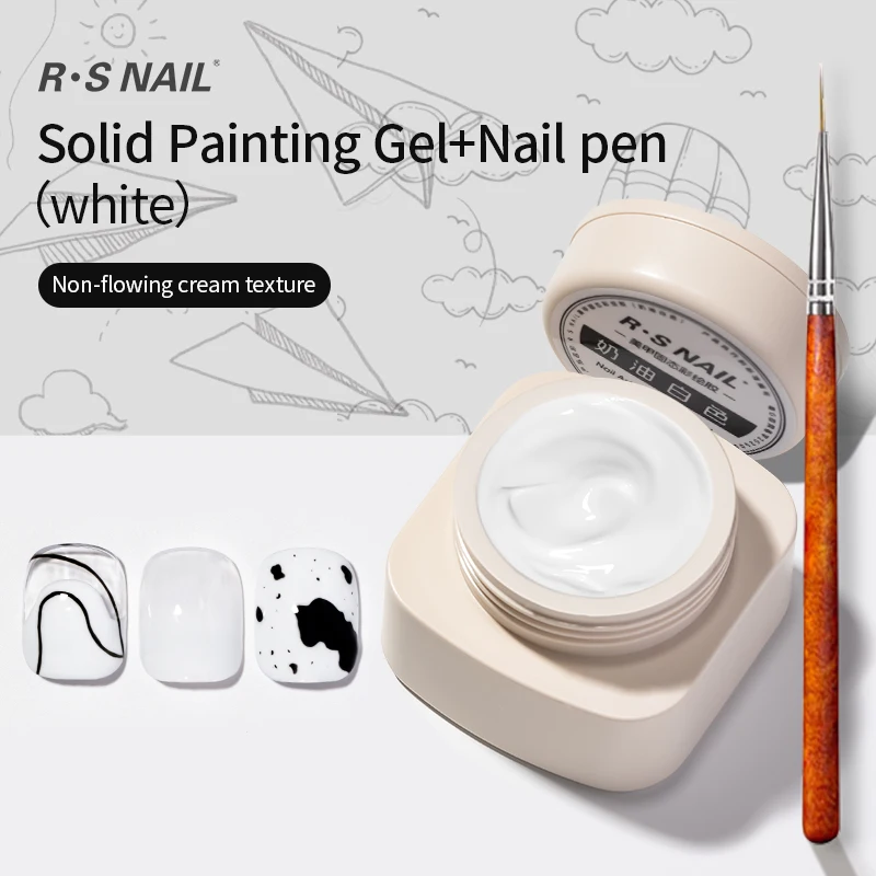 RS NAIL 5g Malgel Nagellack Schwarz Weiß Nagel Malerei Kunst Gel Linie Blume Zeichnung Gel Halbfest UV LED Soak Off Lack