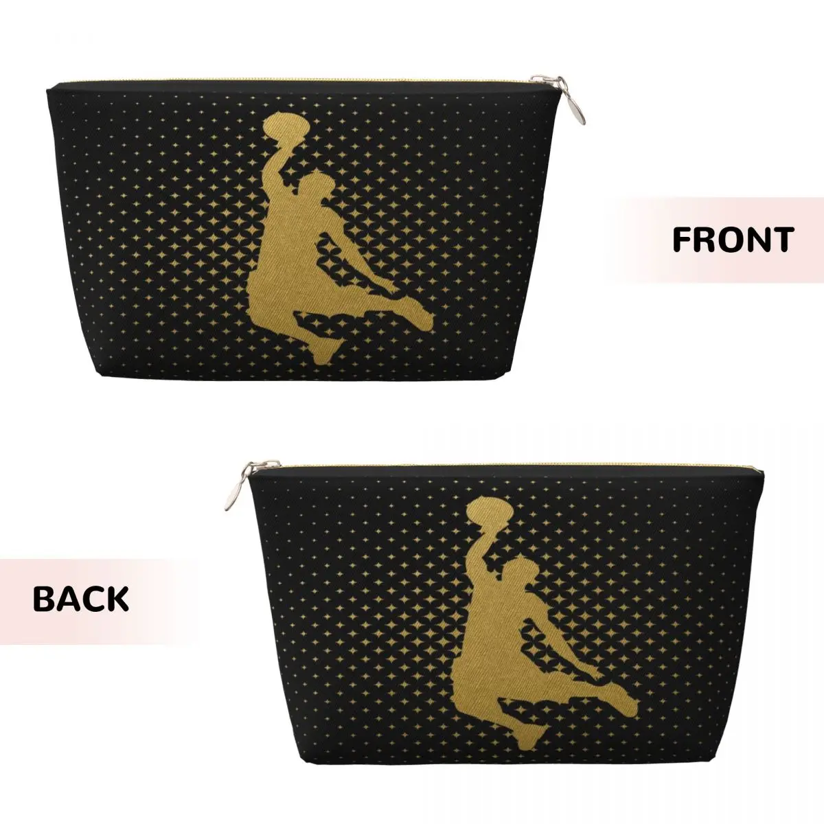 Custom Golden Basketball Player Travel Cosmetic Bag Women Sports Lover Makeup Toiletry Organizer Lady Beauty Storage Dopp Kit