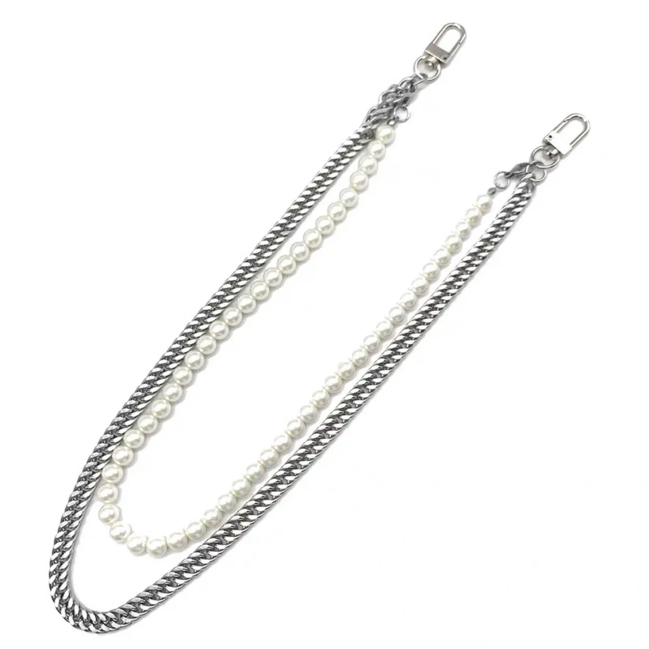 New Kpop Hot Girl 316L Stainless Steel Cuban and Pearl Jeans Pant Chain for Women Skirt Chatelaine Exquisite Niche