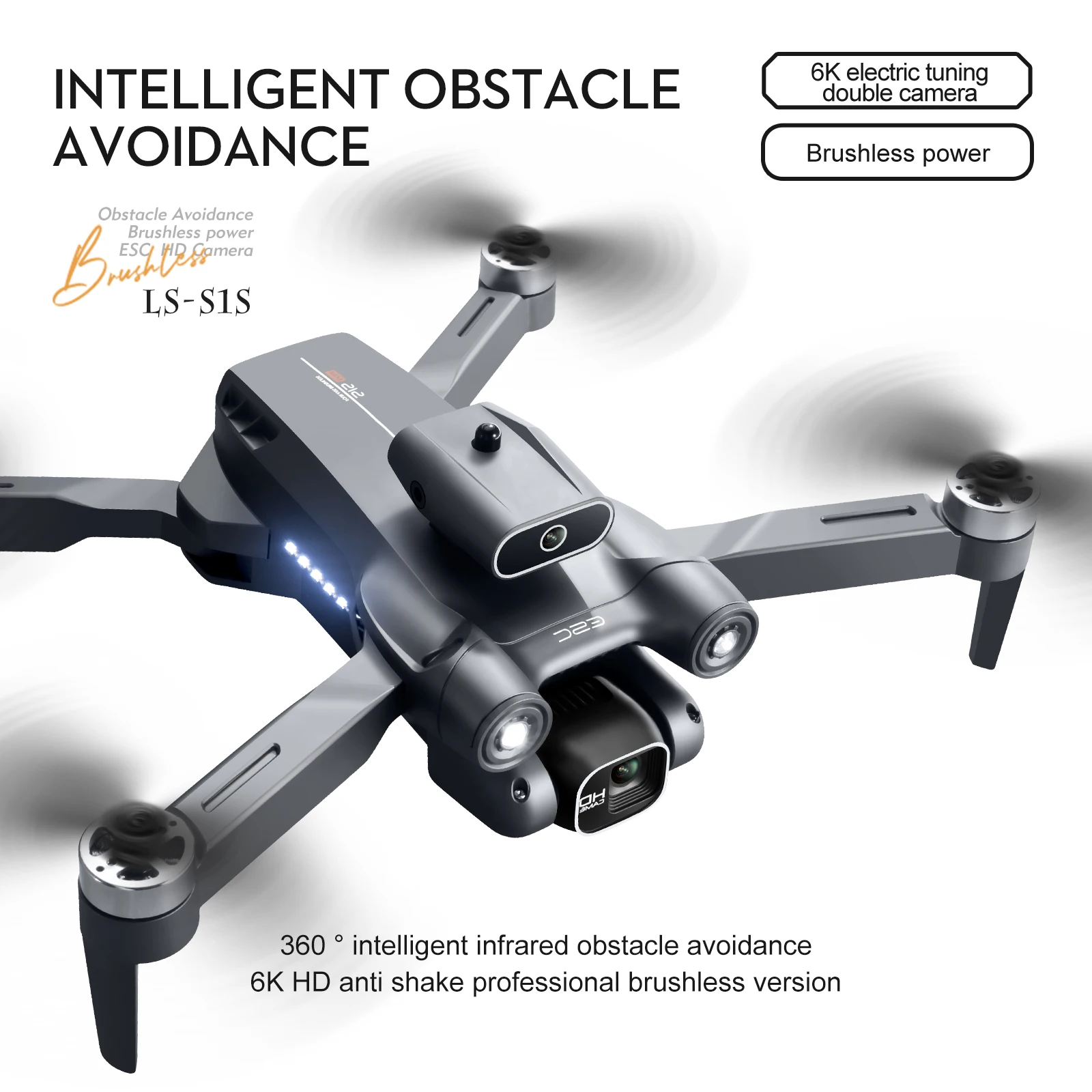 S1S Drone 6k HD Dual Camera 360°Obstacle Avoidance 2.4G WIFI FPV RC Foldable Quadcopter Brushless Motor Dron Gift Toys