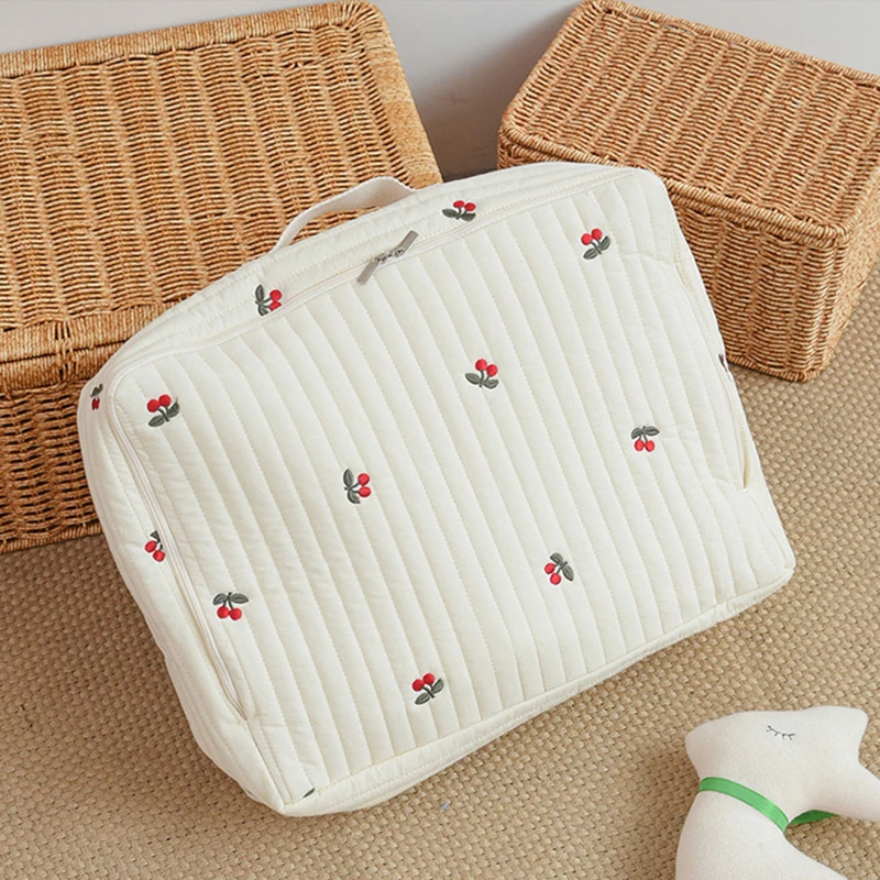 Simple Embroidered Storage Travel Bag Baby Bottle Diaper Mummy Bag Outing Handbag