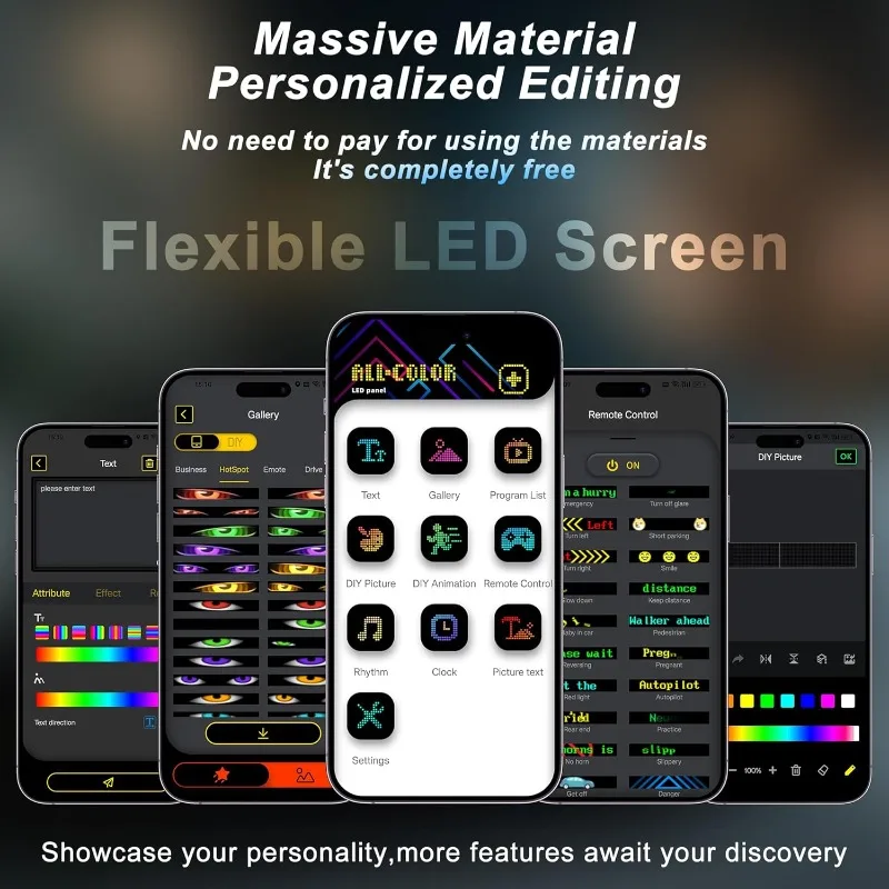 Devil Eyes Light LED Matrix Pixel Panel Programmable LED Sign APP & Remote Control with Custom Text Patterns for Cars Windshield