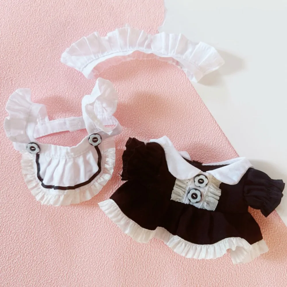 Maid Dress Cotton Doll Maid Skirt Headwear Princess Skirt 20cm Cotton Doll Clothes Apron Kawaii Idol Dolls Dress Children's Gift