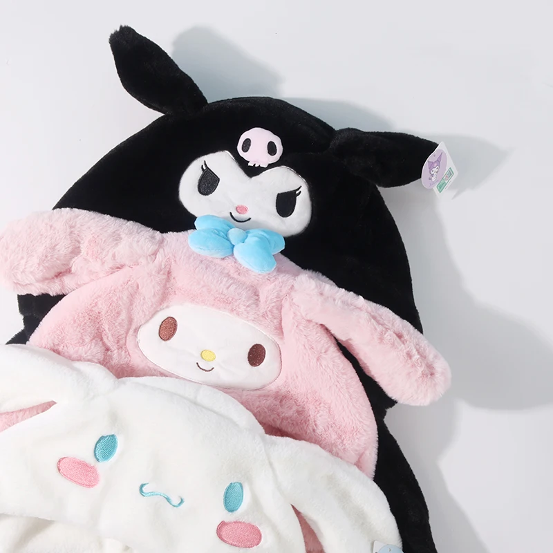 Kawaii Sanrio Plush Accessories Cartoon Kuromi My Melody Cinnamoroll Movable Ear Cap Warm Cute Beauty Hat Toys for Girls Gift