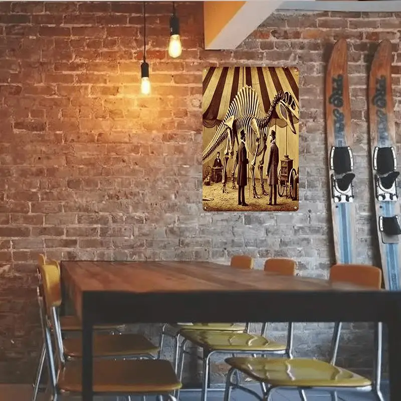 Panneau mural en métal rétro sur le thème des dinosaures, idéal pour la décoration de la maison, des restaurants, des bars et des cafés.