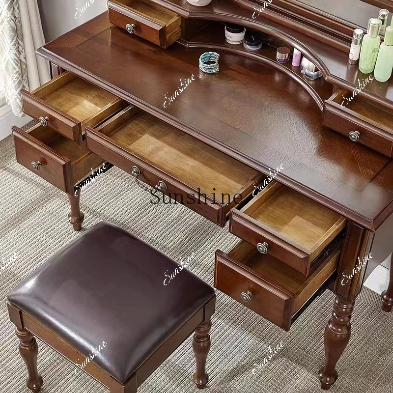 American all-solid wood dressing table, modern and simple bedroom, integrated storage cabinetP