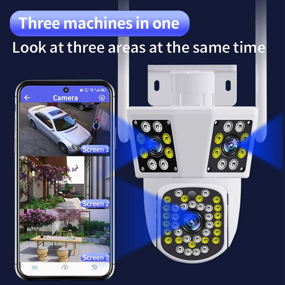 PEGATAH 6K 12MP ثلاثة عدسة ثلاثة شاشة WIFI IP كاميرا خارجية AI تتبع الإنسان PTZ كاميرات فيديو أمنية مقاومة للماء #2