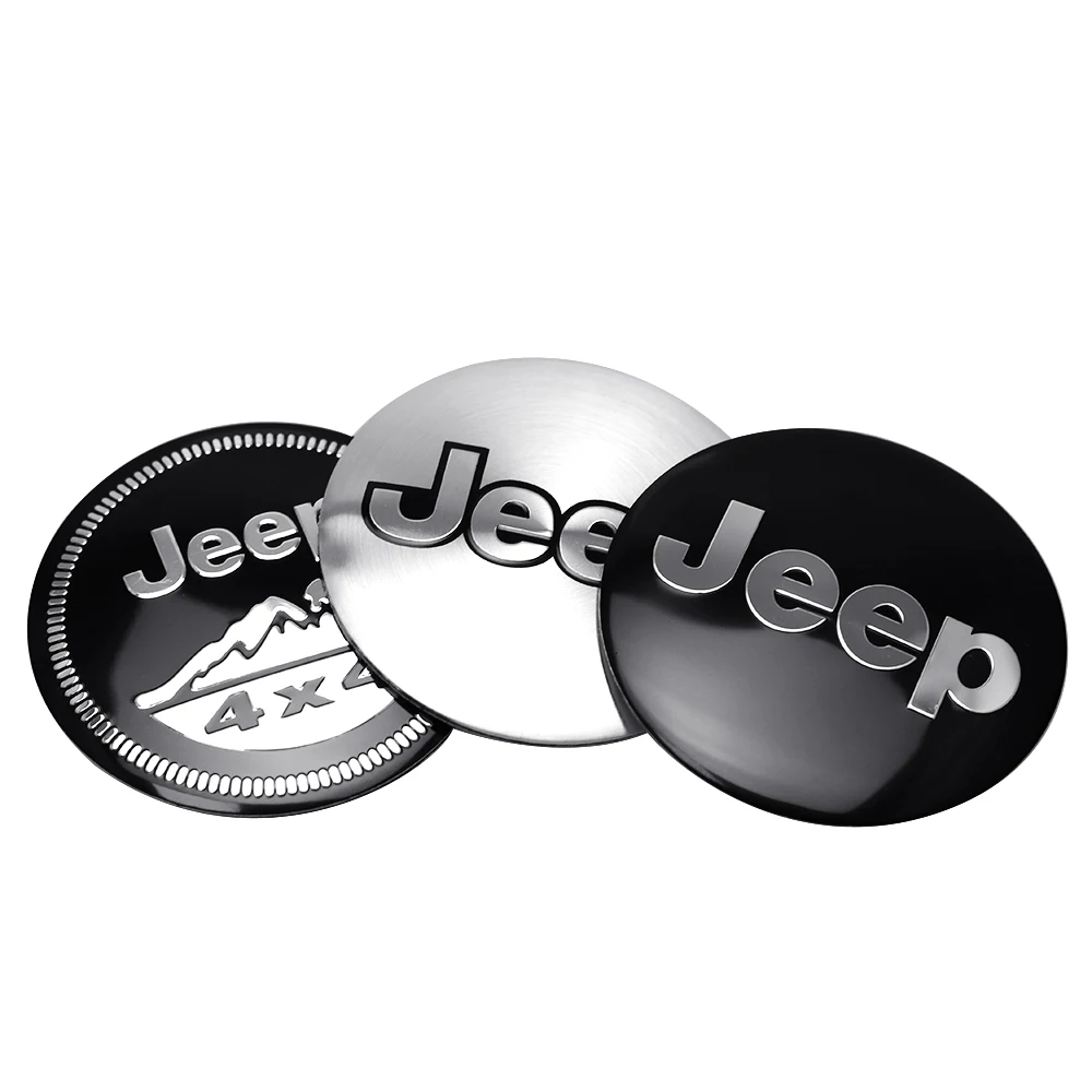 56/60mm Car Aluminum Logo Wheel Center Hub Cap Stickers For Jeep Rubicon Liberty Patriot JK KJ Renegade Wrangler JK Cherokee WK