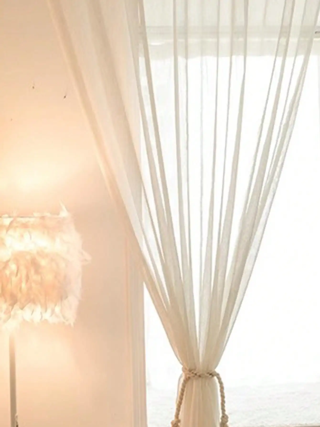 Japanese linen style screen  bedroom living room window screen curtain hook and loop fastener