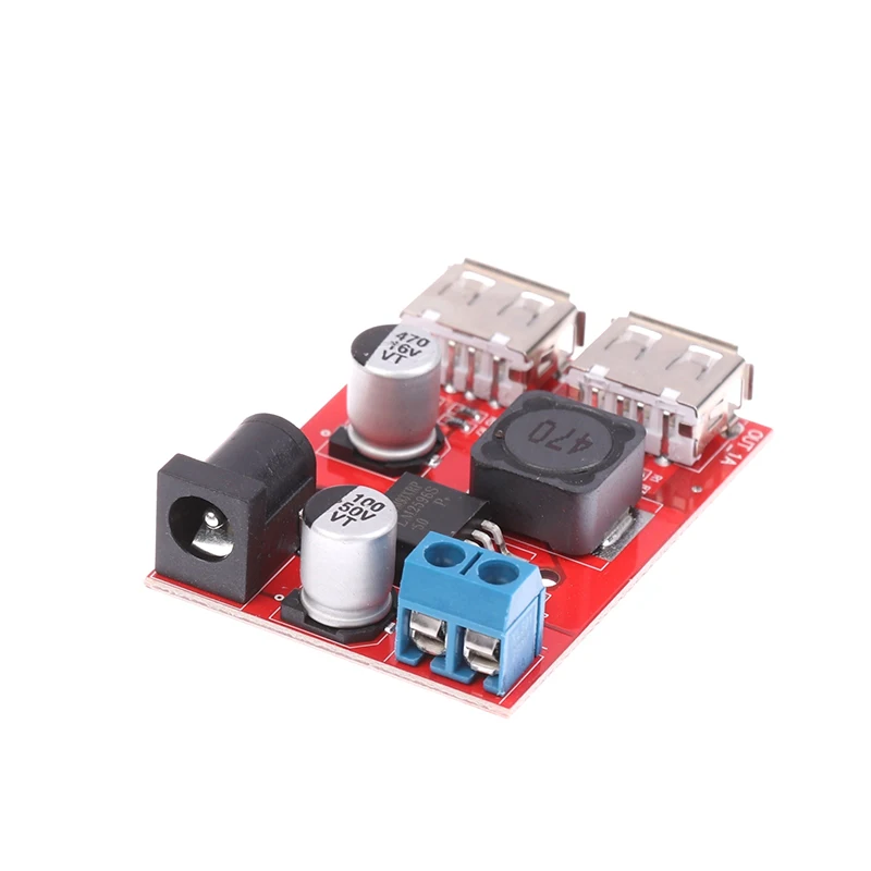 /KQM/Dc 9V 12V 24V 36V to 5V 3A Double USB Charge DC-DC Step-down Converter Car Charging Solar 3A Voltage Regulated Power Module