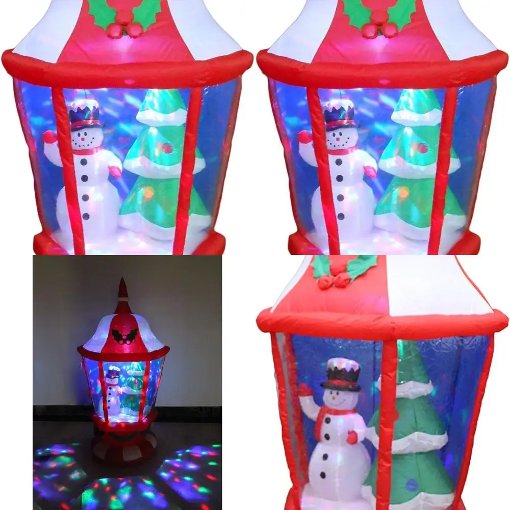 

6-футовый надувной рождественский фонарь со снеговиком и елкой со светодиодной подсветкой, самонадувающийся, устойчивый к атмосферным воздействиям для использования на открытом воздухе/в помещении