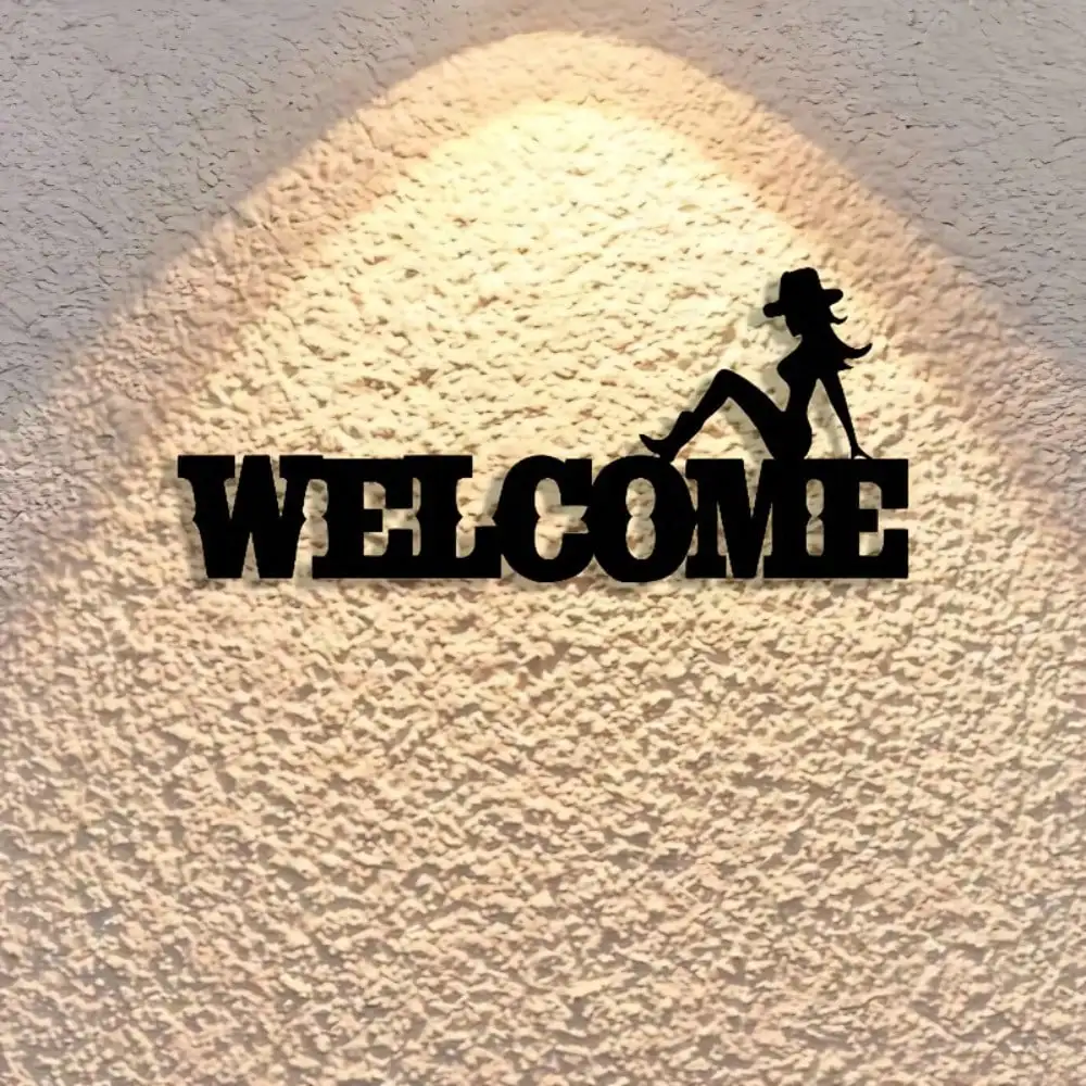 CIFBUY Metal Wall Decor Welcome Sign Iron Art Home Office Hanging Ornament Reusable Living Room Cafe Bar Hotel Gift