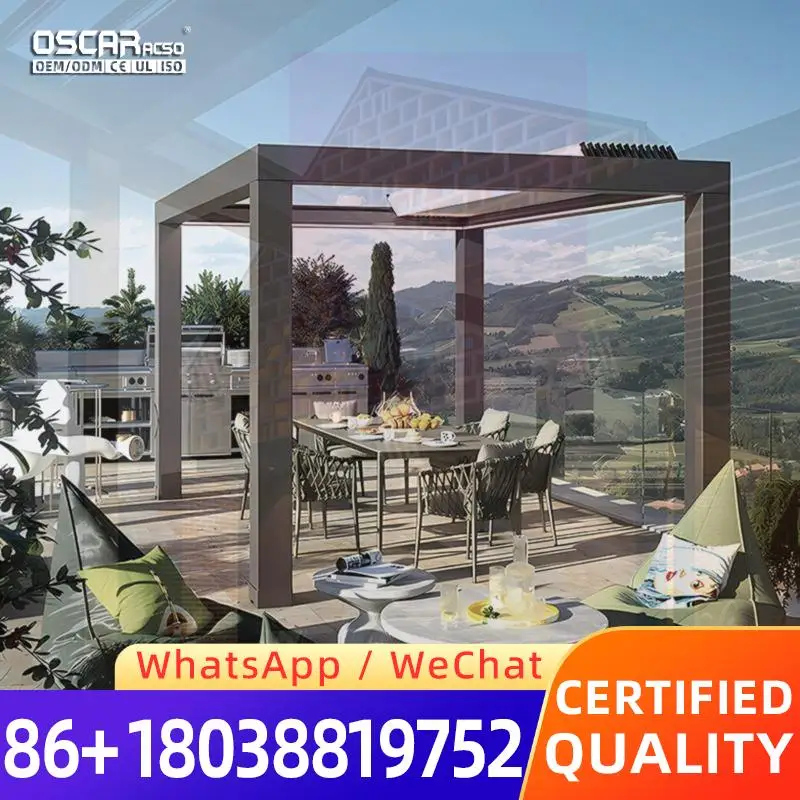 Modern Waterproof Glass Canopy Aluminium Gazebo And Pergola 3x3 3x4 6x3 For Garden Patio Backyard Outdoor pergola view 2