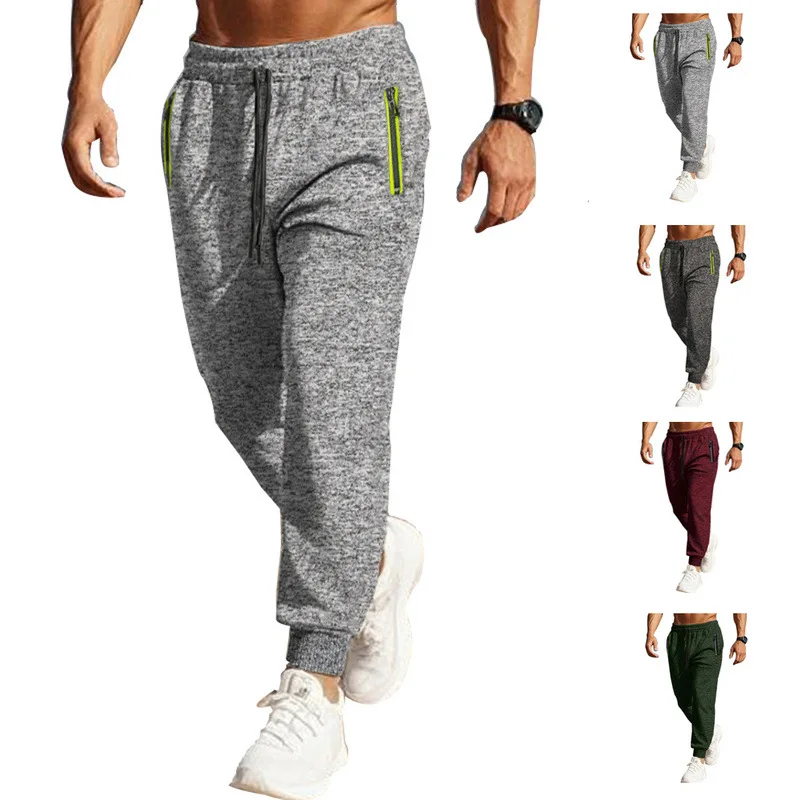 

2024 Men's Sports Trousers Autumn Winter Cationic Casual Sweatpants Zipper Pocket Ankle-Tied Tapered Sweatpants Men's clothing