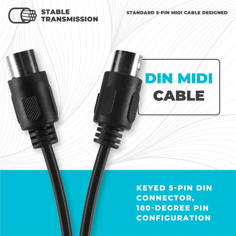 New--2-Pack 5-Pin DIN MIDI Cable, 3-Feet Male To Male 5-Pin MIDI Cable For MIDI Keyboard,Keyboard Synth,Rack Synth,Rack Synth