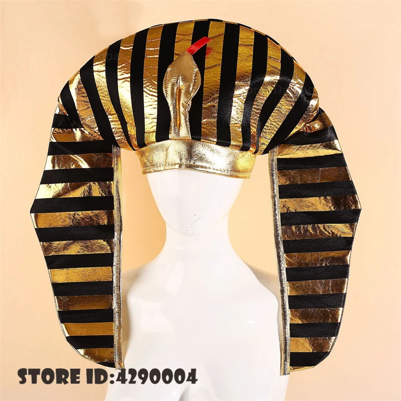 Halloween Easter Egyptian Pharaoh Hat Cosplay Ancient Myth Snake Head Shape King Hats Masquerade Party Costumes Props Cap