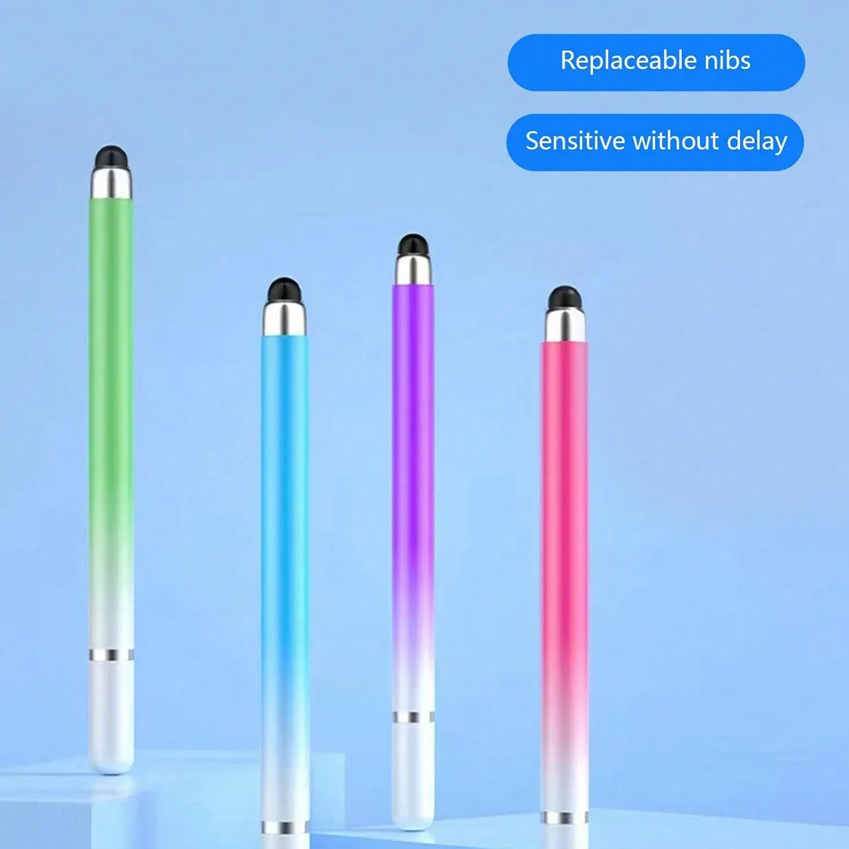 1 قلم لمس مزدوج الرأس بلون متدرج معكرون، قلم لمس عالي الدقة للهواتف المحمولة والأجهزة اللوحية، مناسب للرسم والرسم، متوافق مع قلم Apple iPad وHuawei Tablets Capacitive