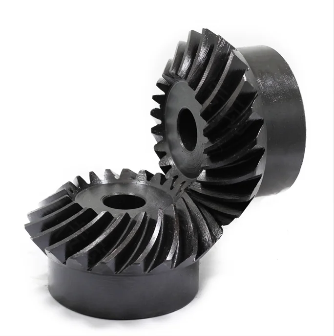 1 Pair of 45 Steel Helical Bevel Gears 2M20 Tooth Hole 10/12/14/15/16/17/18/19/20 Surface High Frequency Quenching With Keyway