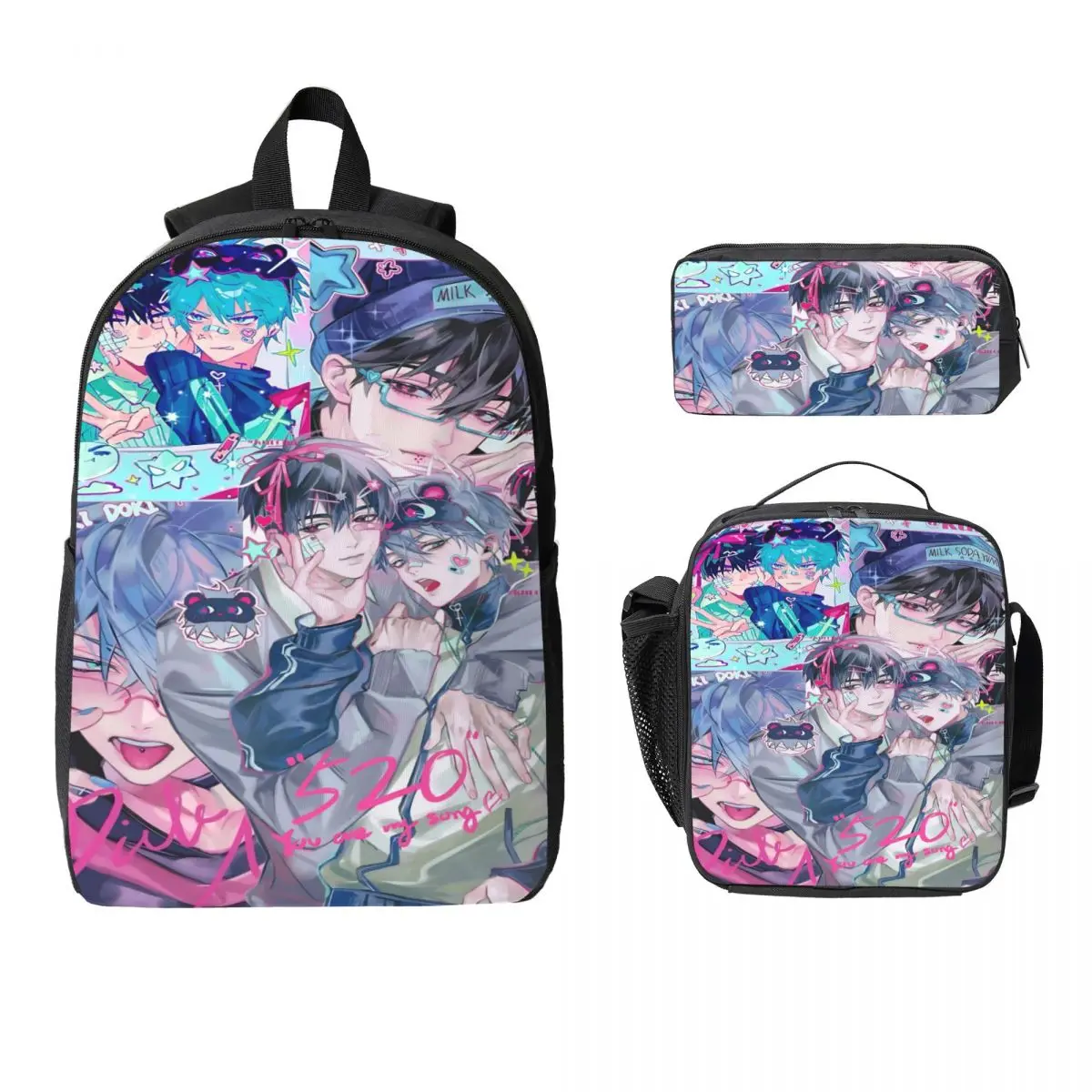 3Pcs Ivan Alien Stage Anime School bags Set for Boy Girl Pencil Boxes Backpack Sets with Lunch Box For School Students Daypack