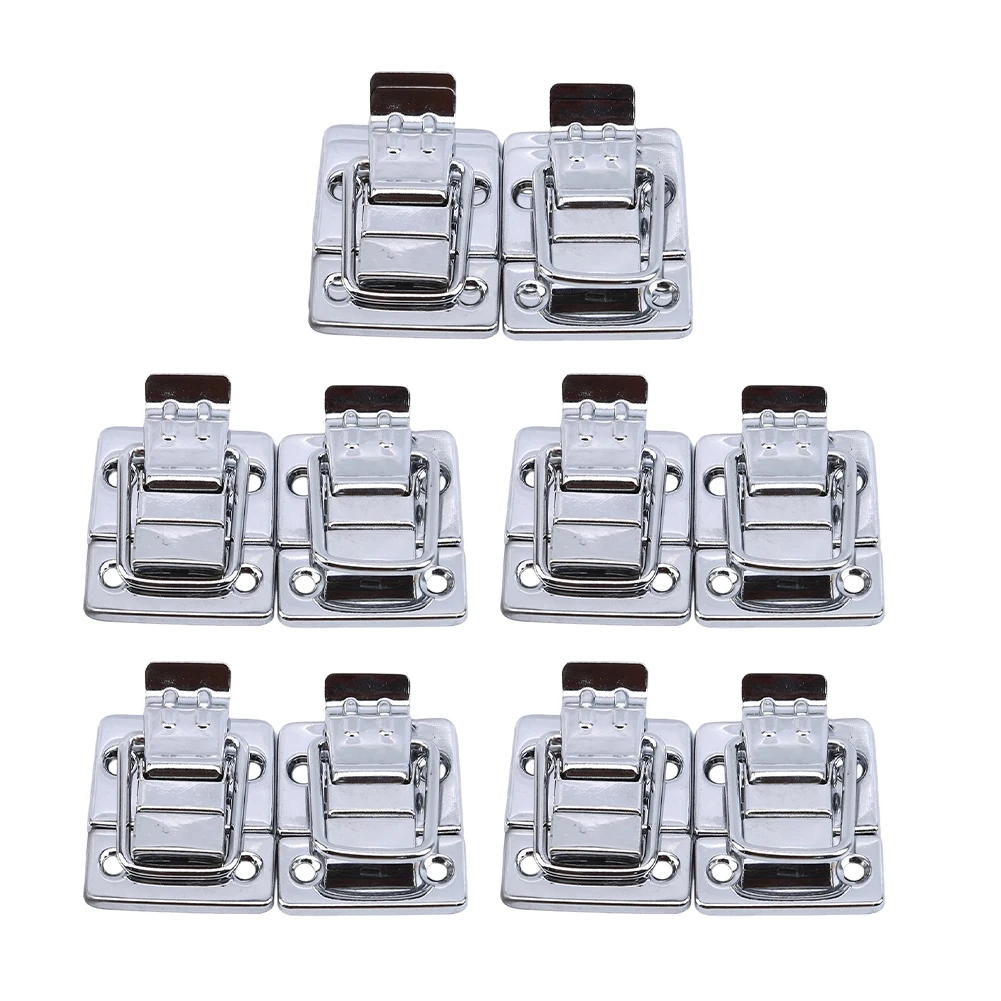 10Pcs Chrome Plated Toggle- Latch Vintage Jewelry Wood Box Hasps Decorative Suitcases Hasp Latch Buckle Clasp Furniture Hardware