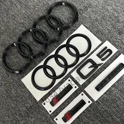 6pcs/set is suitable for refitting the Quattro tail badge of the front and rear four-ring logo of Audi Q5 2014-2019 Sline.