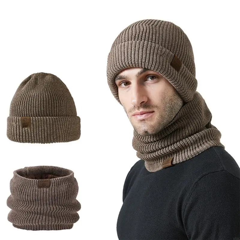 49MC Windproof Knitted Hat With Double Layered Neck Wrap For Skiing And Daily Use Outdoor Winter Activity Sport Headwear