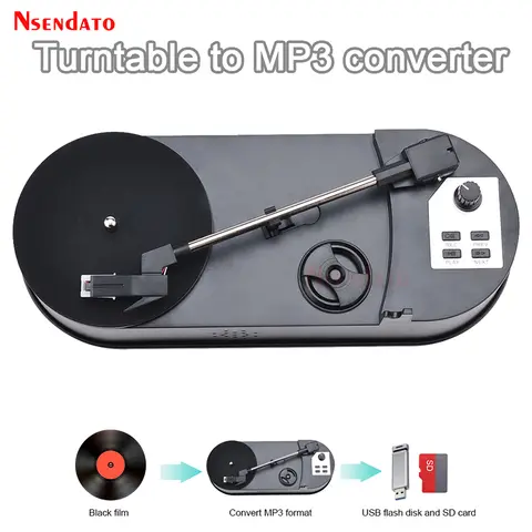 EZCAP613p 33/45RPM Turntable Vinyl Player Converter to Vinyl Music Disc Recorder Player Needle to TF Card/USB Turntable to MP3