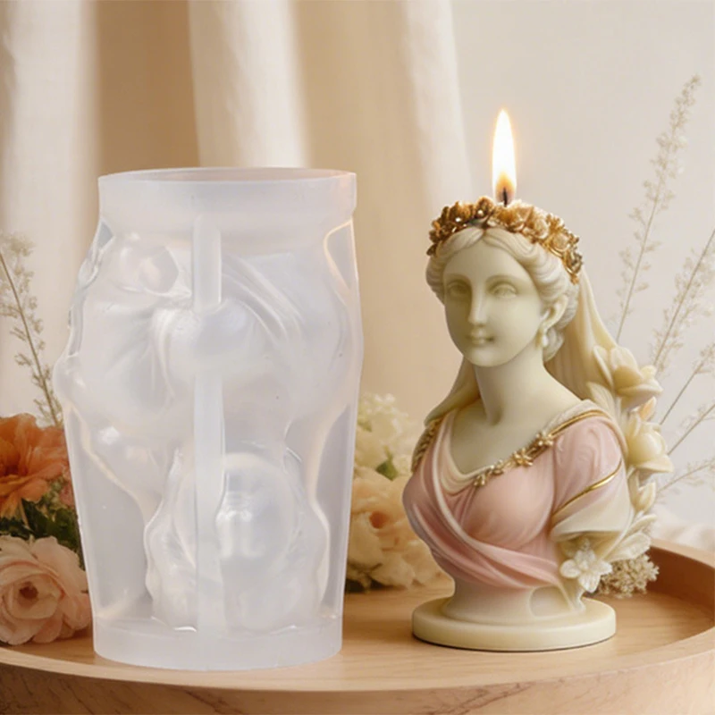 Molde de silicona Venus para velas, molde de vela de diosa con corona, molde DIY hecho a mano para aromaterapia, yeso, resina, jabón, decoración del hogar