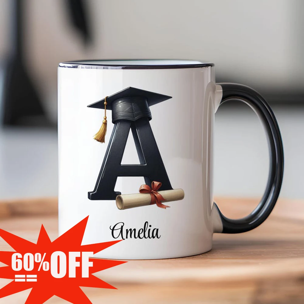 

Custom Name Initial Letter Personalized Grad Mug University Bachelor Graduation Gift College Seniors 2025 Keepsake Coffee Cup