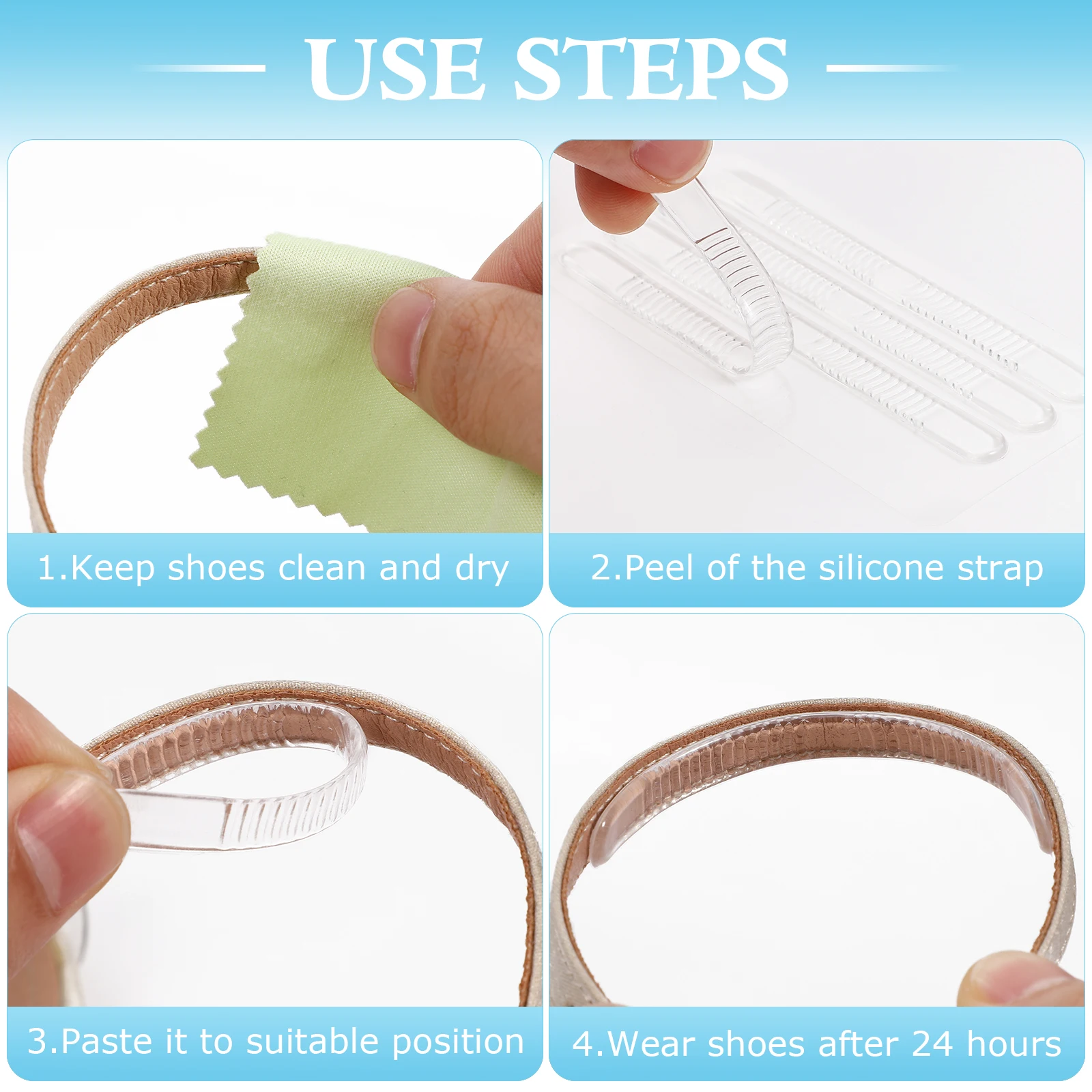 

16pcs Silicone Heel Pads Antiwear Foot Stickers Gel Protectors Cushion Blisters High Shoes Care Tools Reusable