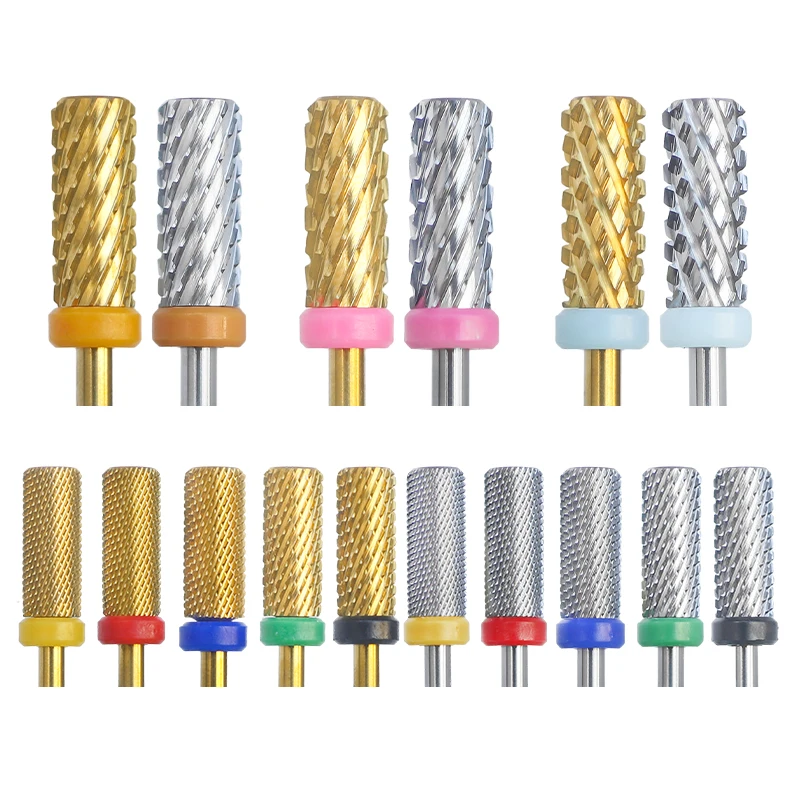 5.35mm Small Barrel Gold Tungsten Carbide Nail Drill Bits Left Right Hand Reversed Grinding Head Milling Cutter Sander DIY Tools