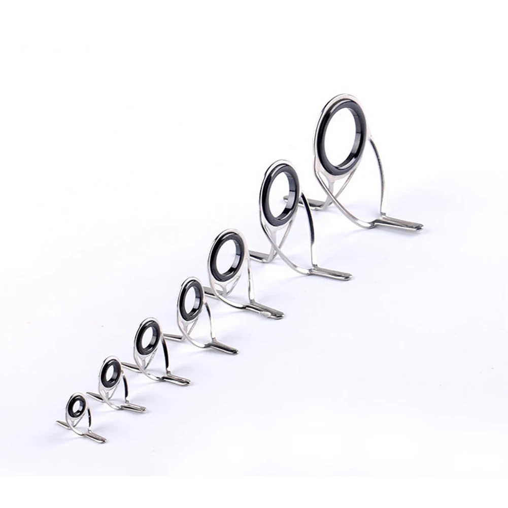 8 Size Line Repair Kit Fishing Accessories Eye Guides Eye Rings Fishing Rod Guides Tips Circle Ring Stainless Steel