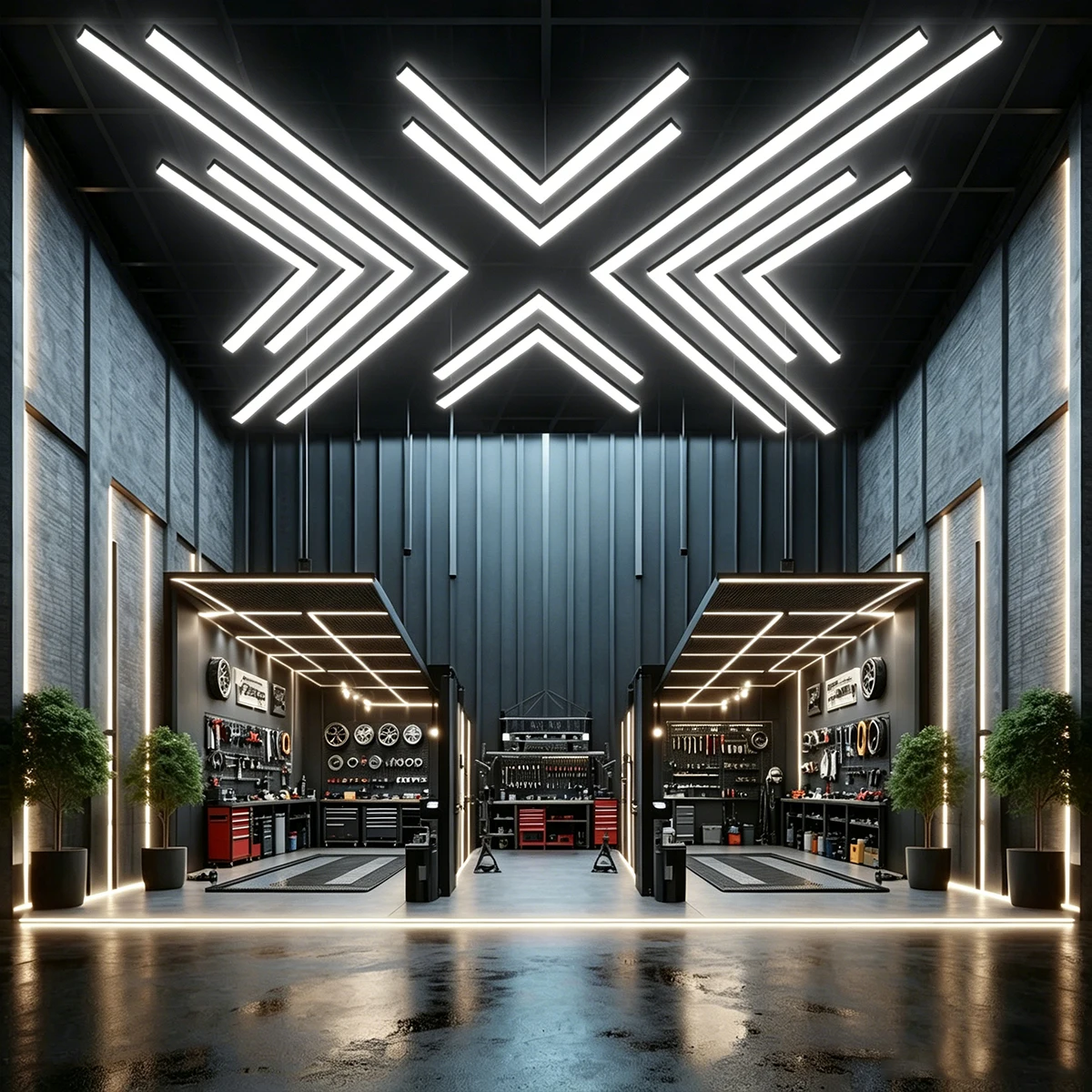 Hexagon LED Garage Light Honeycomb Ceiling Lamp 110V-240V for Auto Car Repair Workshop Office Barbershop Showroom Gym Garages