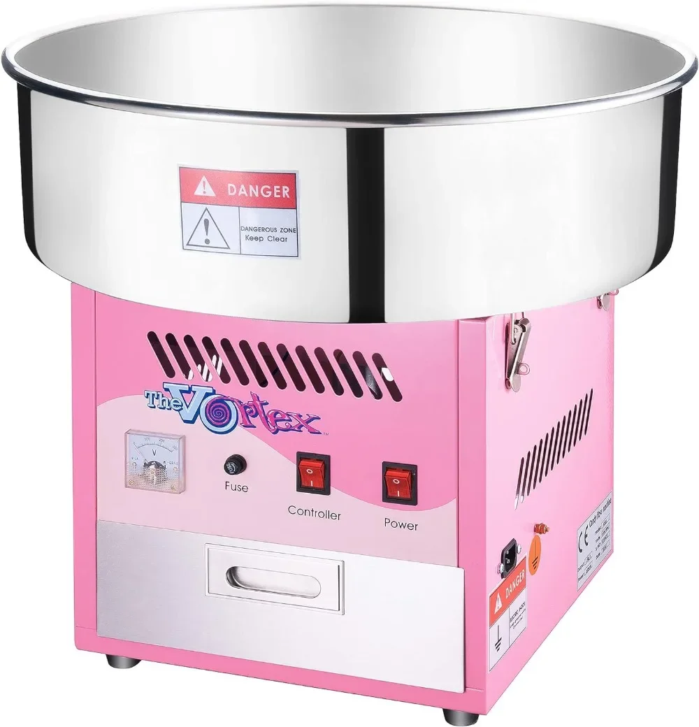 

Cotton Candy Machine – 1000W Vortex Floss Maker with Stainless-Steel Pan - Uses Sugar or Hard Candy for Party Treat (Pink)