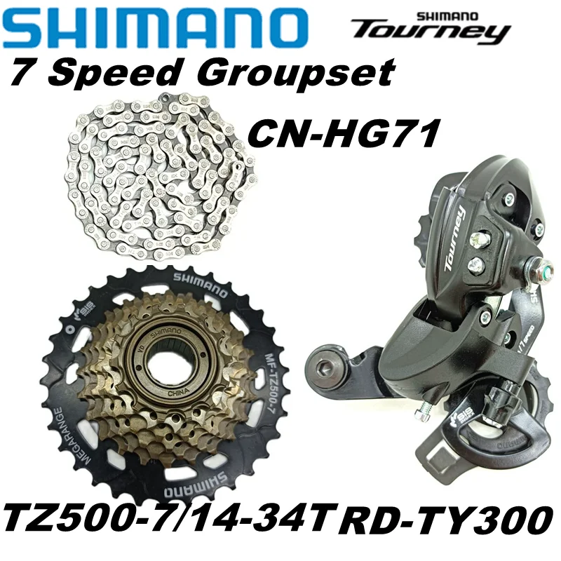 

Велосипедный задний переключатель передач Shimano TY300 7S, задний переключатель передач 14-28T 14-34T CN HG71, велосипедная цепь, 112L