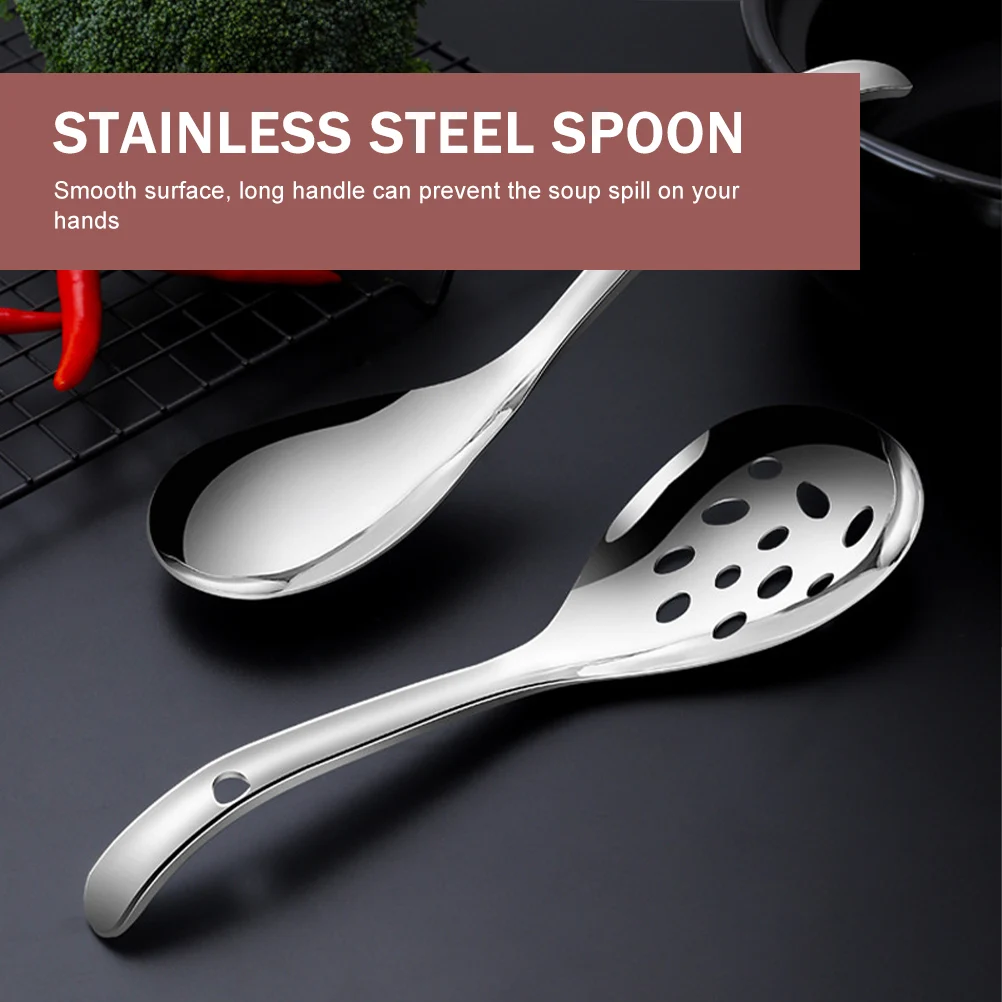 

Stainless Steel Colander Spoon Frying Strainer Smooth Long Handle Heat Resistant Kitchen Gadget Oil Filtering Noodles